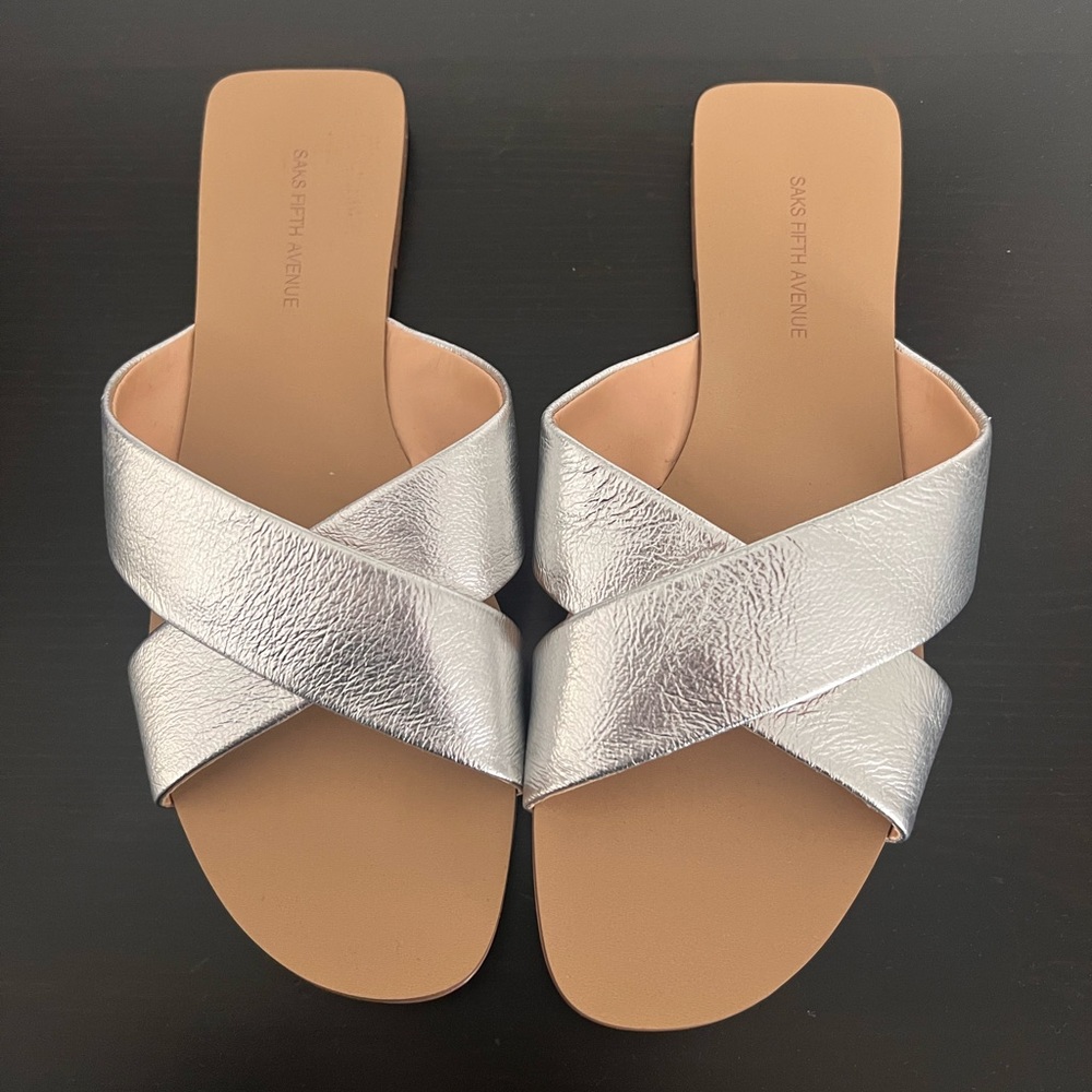 Silver slide sandals BNWT